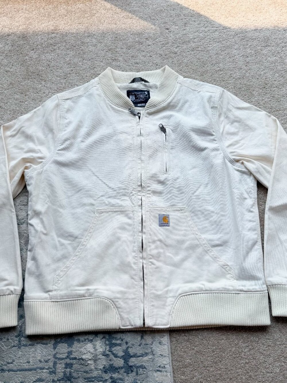 Carhartt Women's Crawford Cream Bomber Jacket Relaxed Fit - Size Large